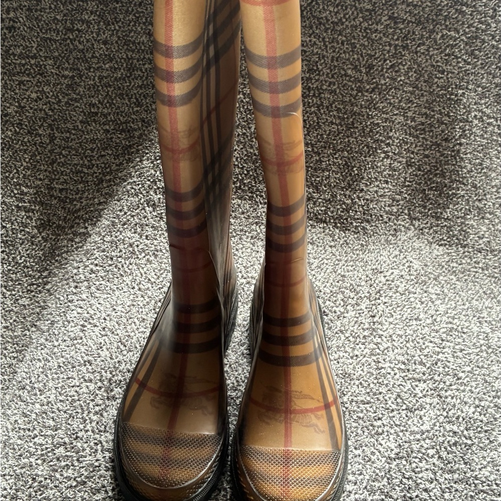 Plaid Knee-High Rain Boots - Picture 9 of 10